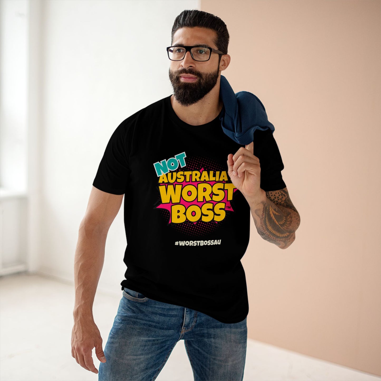 NOT Australia's Worst Boss T-Shirt (dark colours): Playful Boss Joke Tee, Funny T-Shirt for Office Humour, Not Australia's Worst Boss Gift, Casual Wear, Ideal for Birthdays, Work Celebrations