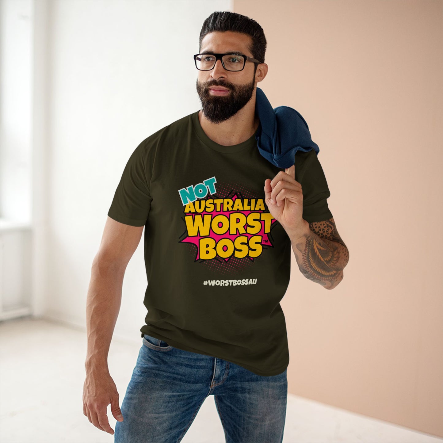 NOT Australia's Worst Boss T-Shirt (dark colours): Playful Boss Joke Tee, Funny T-Shirt for Office Humour, Not Australia's Worst Boss Gift, Casual Wear, Ideal for Birthdays, Work Celebrations