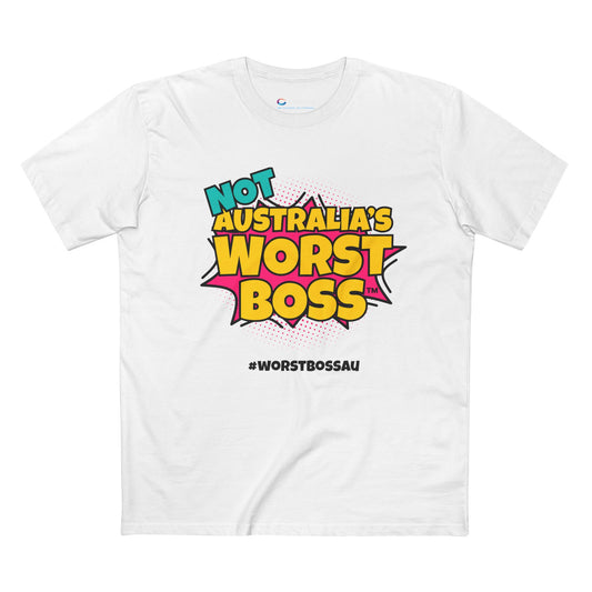 NOT Australia's Worst Boss T-Shirt (light colours): Playful Boss Joke Tee, Funny T-Shirt for Office Humour, Not Australia's Worst Boss Gift, Casual Wear, Ideal for Birthdays, Work Celebrations